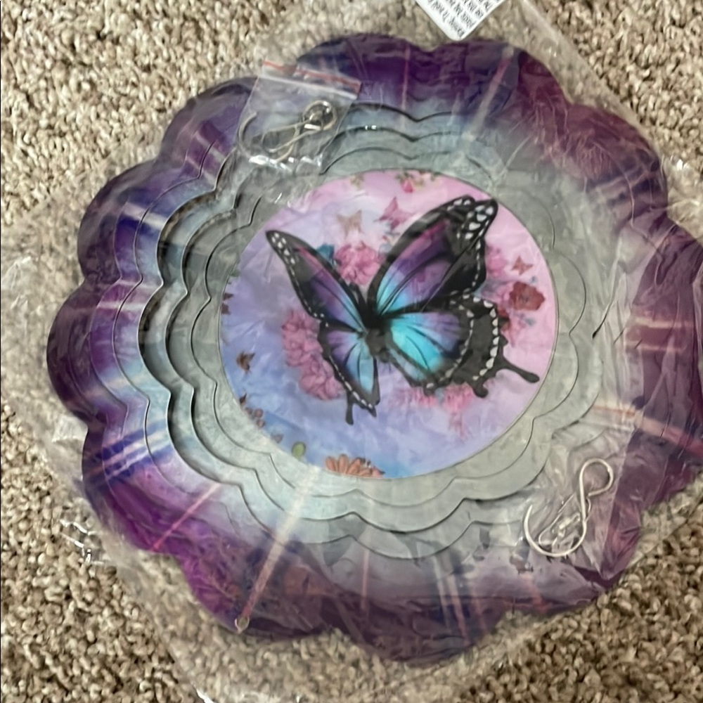 Purple and Blue Butterfly Wind Spinner